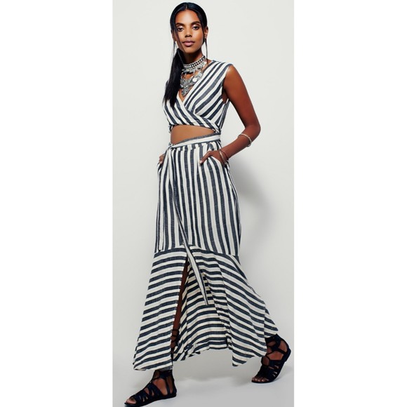 FREE PEOPLE LA Babe Stripe Sleeveless Midi Dress - Picture 1 of 12